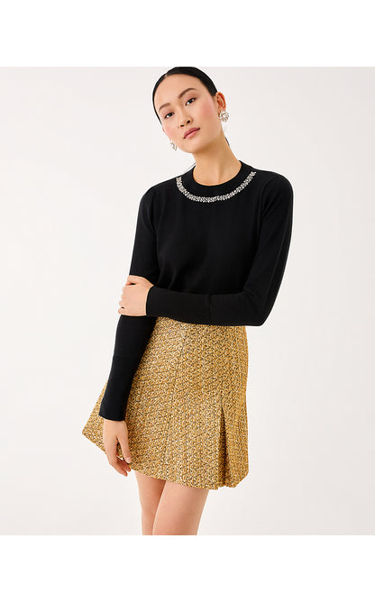 CAMMI BOUCLE MINI SKIRT, GOLD METALLIC GOLDEN GLOW BOUCLE