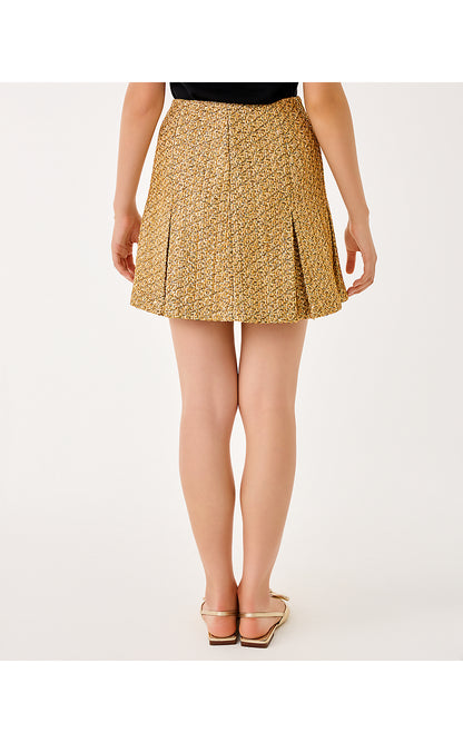 CAMMI BOUCLE MINI SKIRT, GOLD METALLIC GOLDEN GLOW BOUCLE