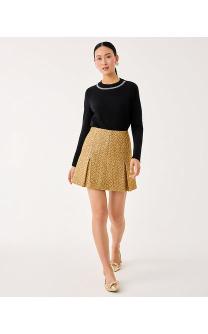 CAMMI BOUCLE MINI SKIRT, GOLD METALLIC GOLDEN GLOW BOUCLE