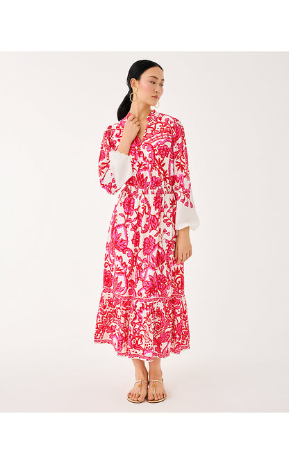 AXTON MIDI DRESS, COCONUT SPICY SOCIALITE ENGINEERED MIDI DRESS