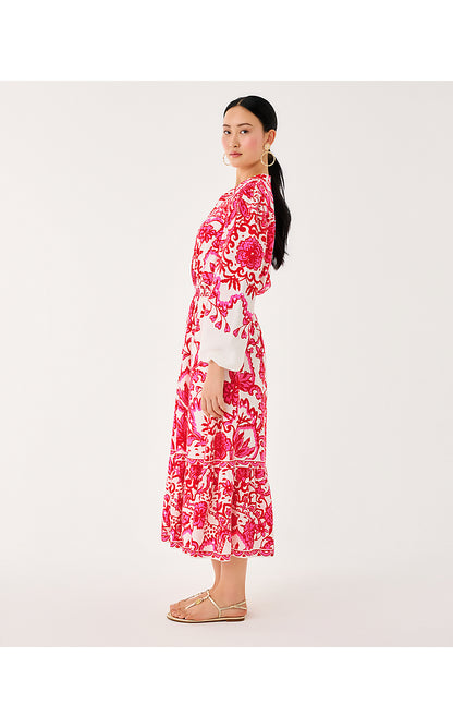 AXTON MIDI DRESS, COCONUT SPICY SOCIALITE ENGINEERED MIDI DRESS