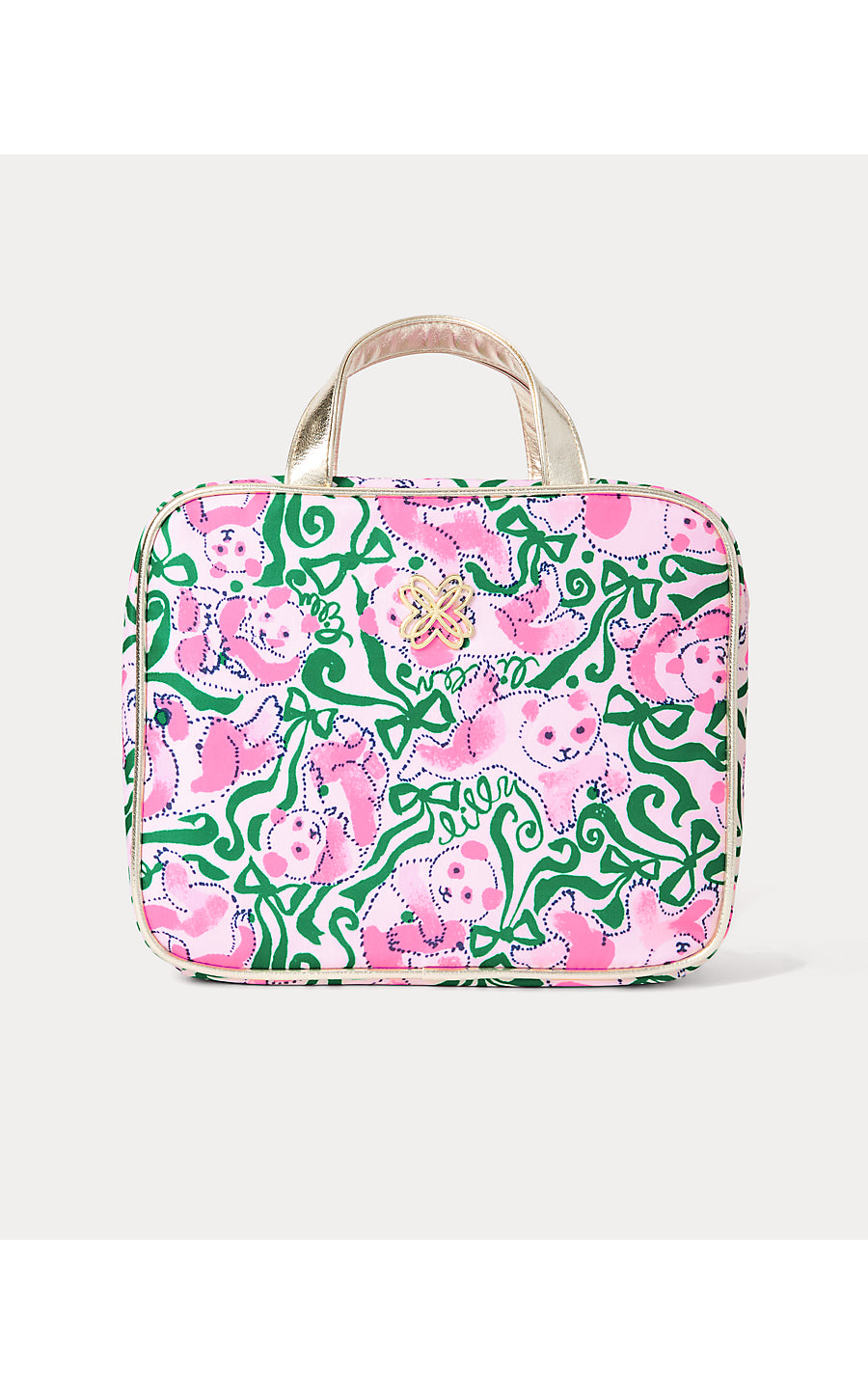 CONSTANCE COSMETIC CASE, PINK QUARTZ PANDA N BOWS