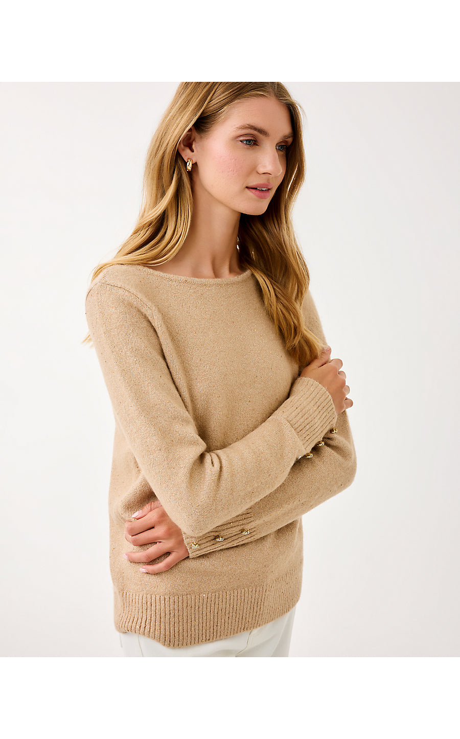 LOLA SEQUIN SWEATER, GOLD METALLIC