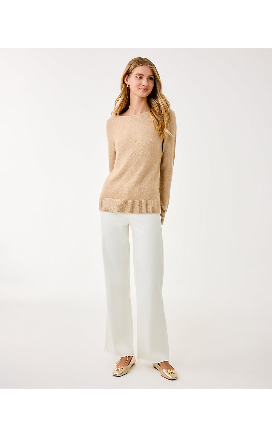 LOLA SEQUIN SWEATER, GOLD METALLIC