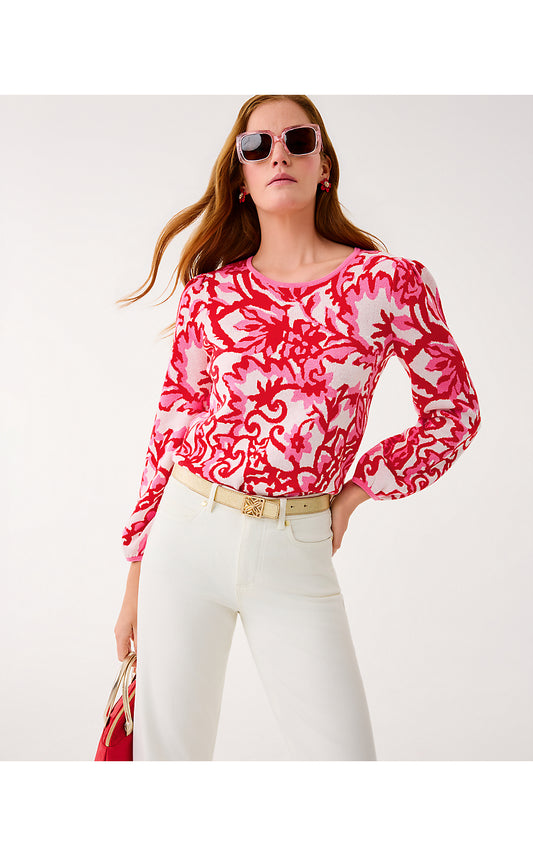 VERONITA SWEATER, COCONUT SPICY SOCIALITE JACQUARD