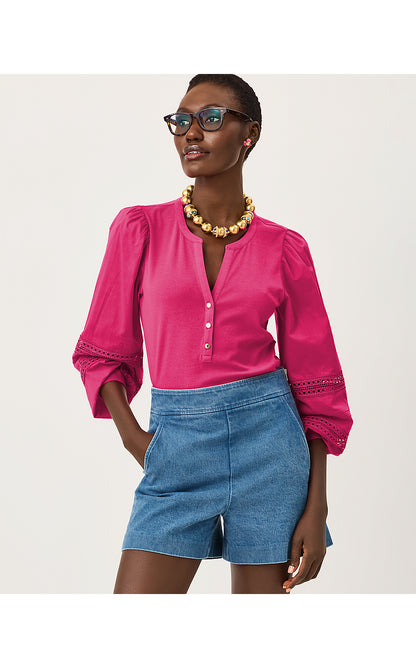 RONSON LONG SLEEVE KNIT TOP, BERRY BOUQUET