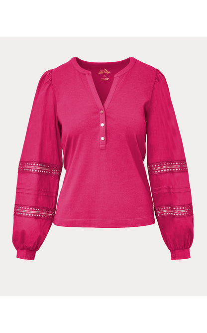 RONSON LONG SLEEVE KNIT TOP, BERRY BOUQUET