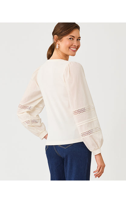 RONSON LONG SLEEVE KNIT TOP, COCONUT