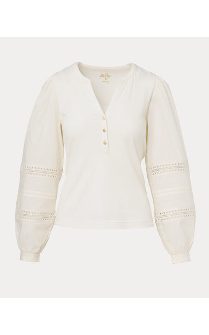 RONSON LONG SLEEVE KNIT TOP, COCONUT