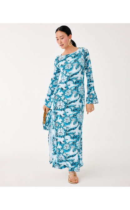 BREENA UPF 50+ MAXI DRESS, BELLEVUE BLUE LILLY GULLS