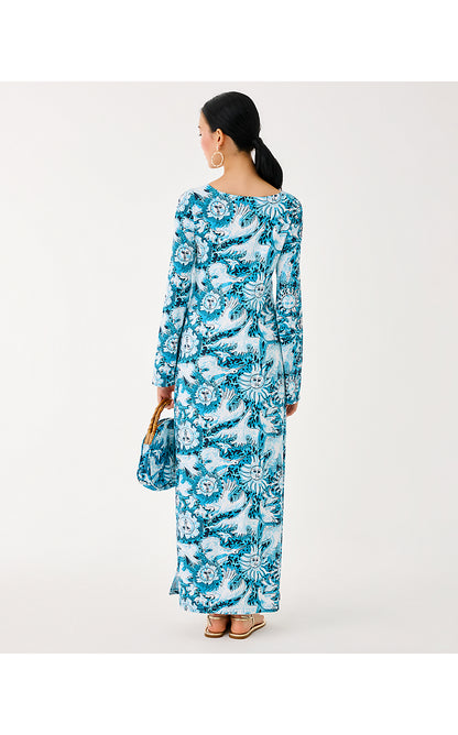 BREENA UPF 50+ MAXI DRESS, BELLEVUE BLUE LILLY GULLS