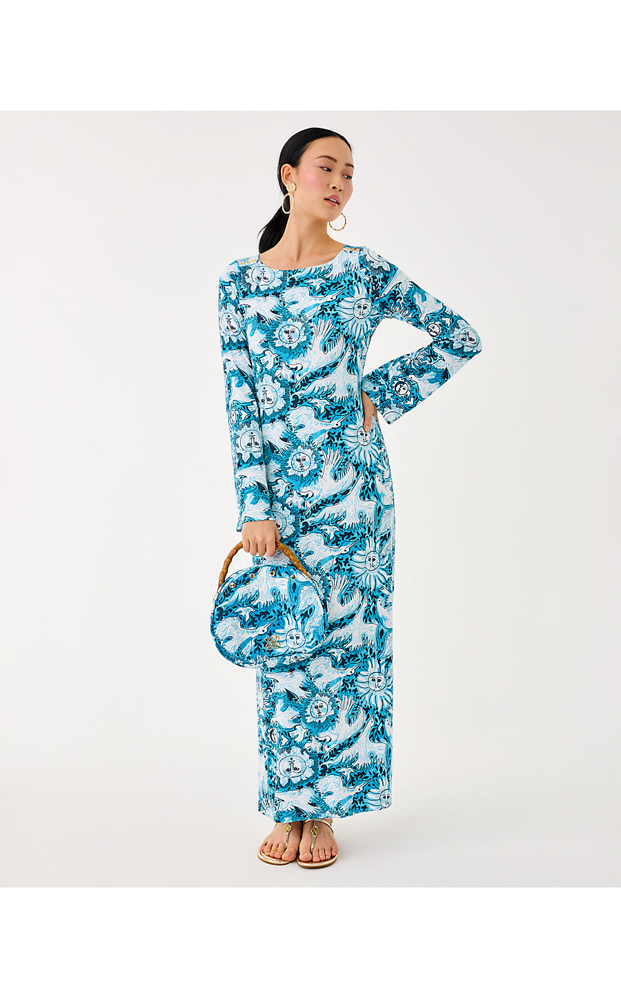 BREENA UPF 50+ MAXI DRESS, BELLEVUE BLUE LILLY GULLS