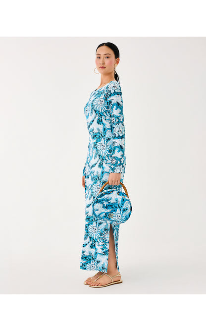 BREENA UPF 50+ MAXI DRESS, BELLEVUE BLUE LILLY GULLS