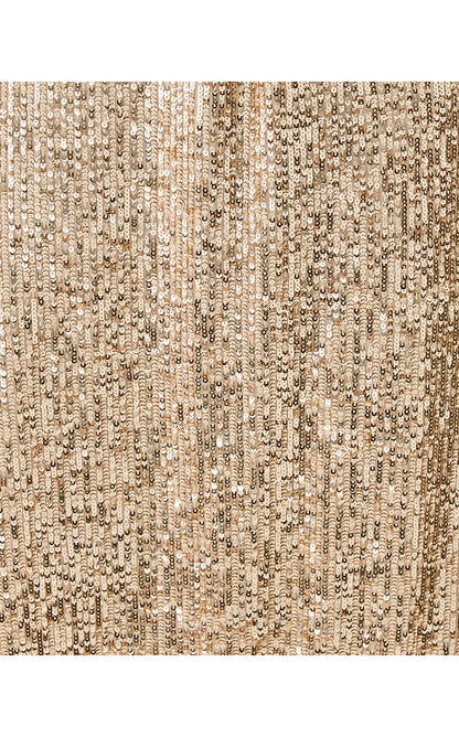 KENDRICK MIDI SKIRT, GOLD METALLIC TREASURE BOX SEQUIN KNIT