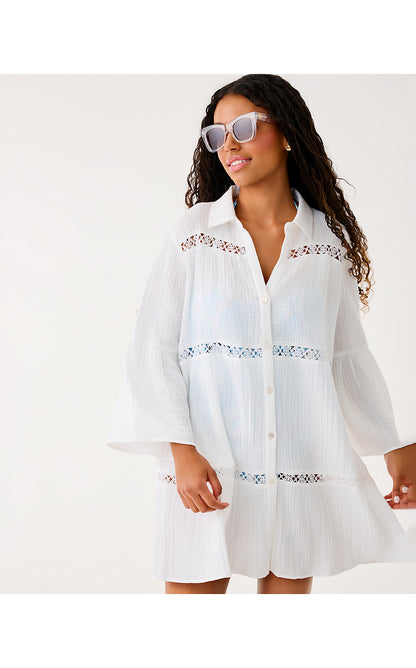 ELSPETH TIERED COVERUP, RESORT WHITE