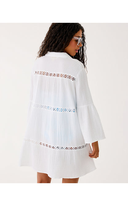ELSPETH TIERED COVERUP, RESORT WHITE