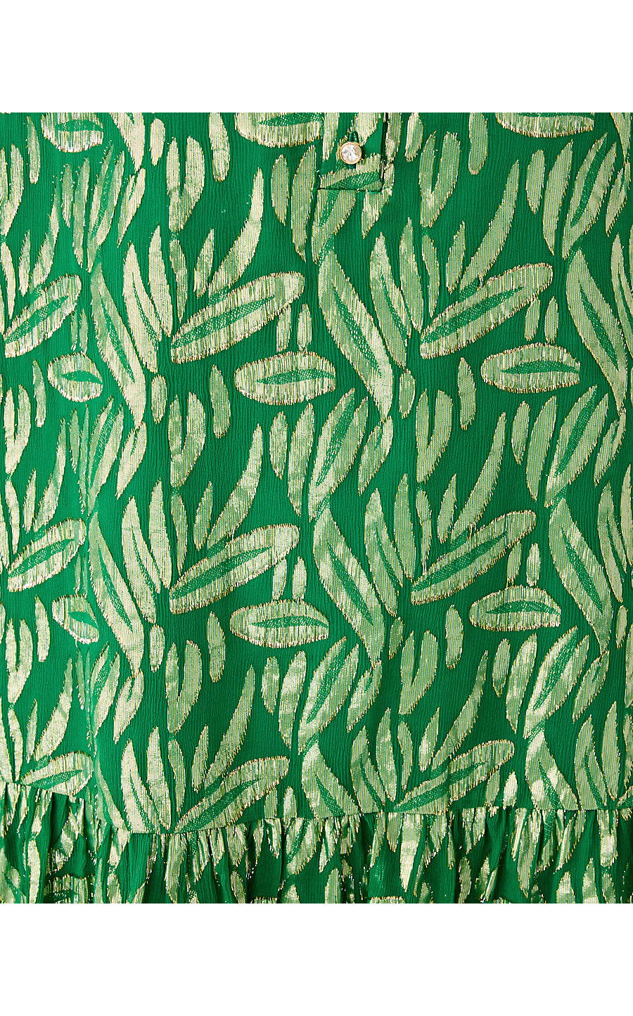 EVALINE SILK DRESS, BAMBOO GREEN LEAFY BABE METALLIC SILK CLIP