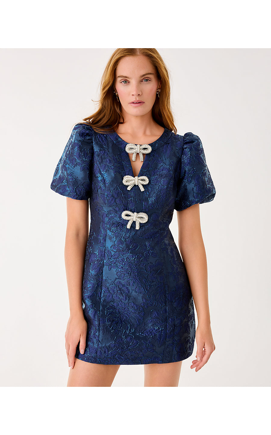 AMELIE SHIFT ROMPER, LOW TIDE NAVY NIGHTSHADE BROCADE