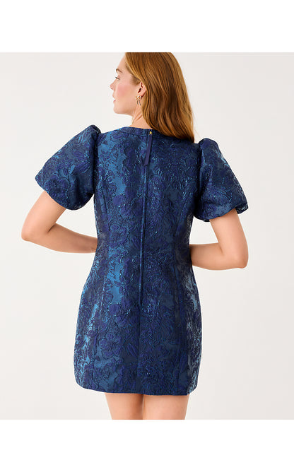AMELIE SHIFT ROMPER, LOW TIDE NAVY NIGHTSHADE BROCADE