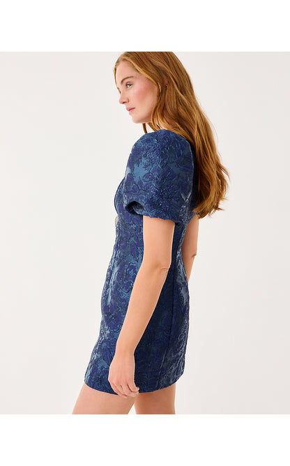 AMELIE SHIFT ROMPER, LOW TIDE NAVY NIGHTSHADE BROCADE