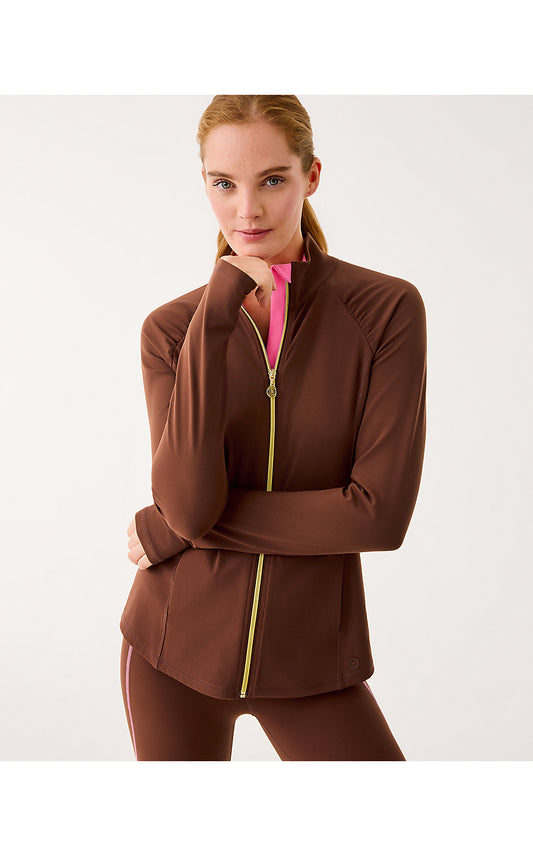 JUSTINE FULL ZIP JACKET UPF 50+, FRENCH ROAST