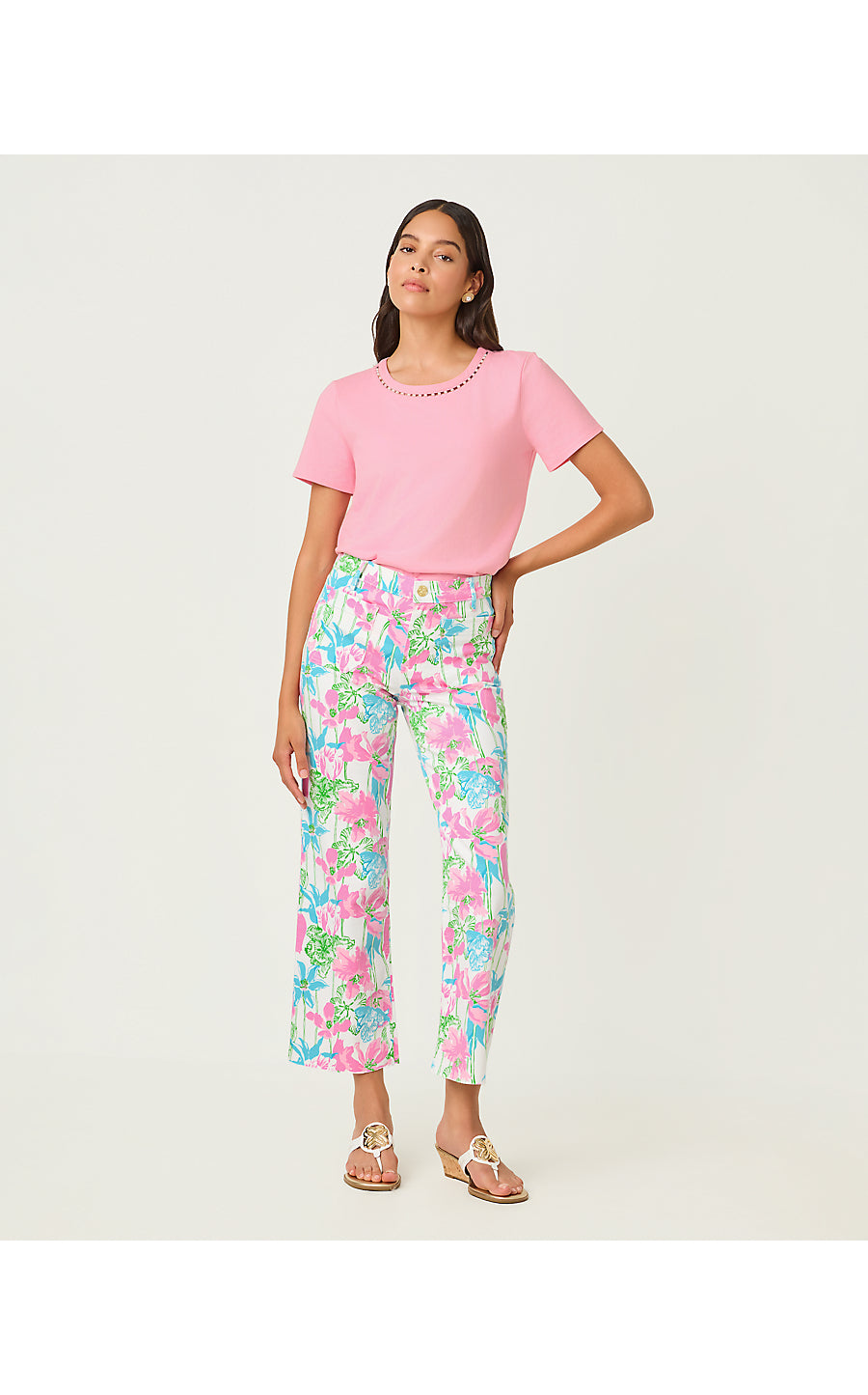 HARLEEN HIGH RISE CROP JEAN, RESORT WHITE VINEY LINEY