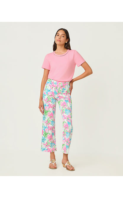 HARLEEN HIGH RISE CROP JEAN, RESORT WHITE VINEY LINEY