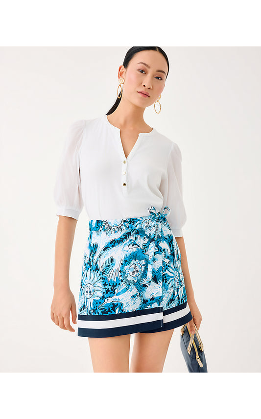 KENLYN MINI SKORT, BELLEVUE BLUE LILLY GULLS ENGINEERED SKORT