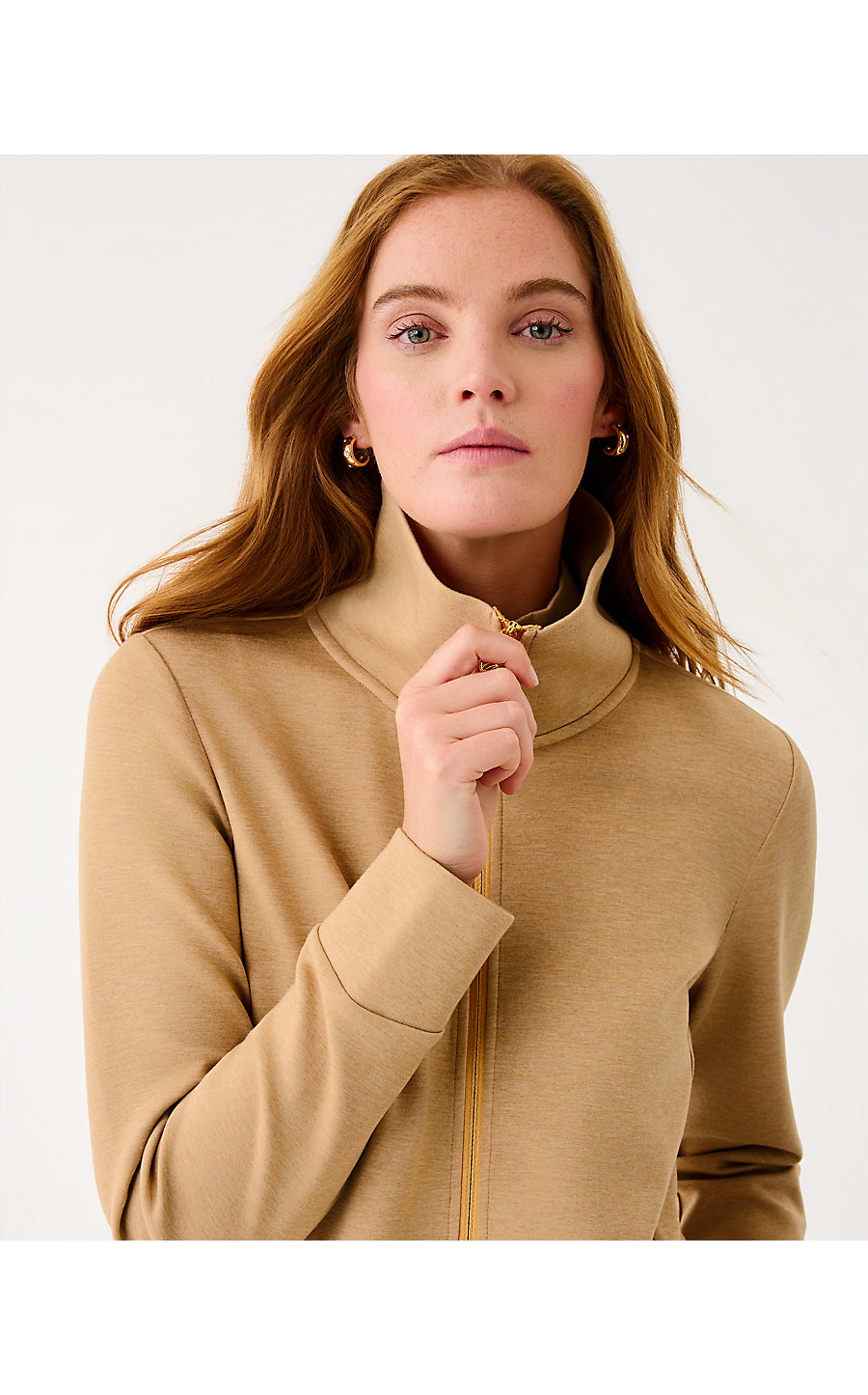 BASQUE FULL ZIP JACKET UPF 50+, HEATHERED ICED LATTE