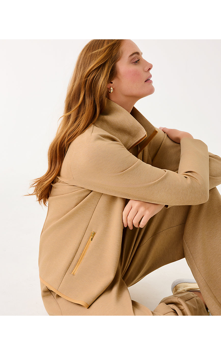 BASQUE FULL ZIP JACKET UPF 50+, HEATHERED ICED LATTE