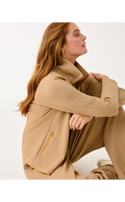 BASQUE FULL ZIP JACKET UPF 50+, HEATHERED ICED LATTE