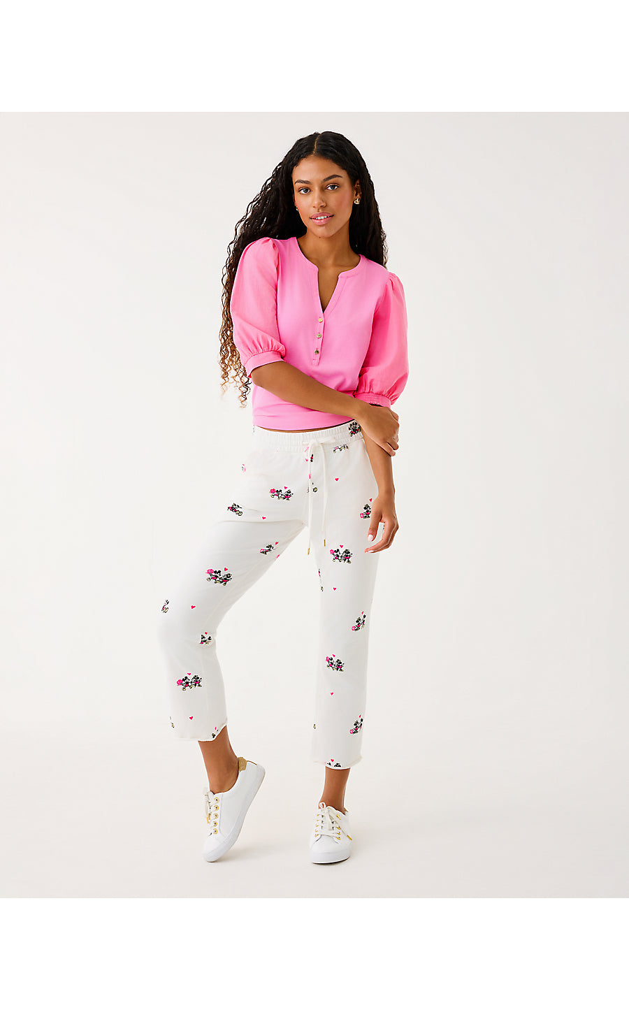 PLAYA CROP TERRY PANT, COCONUT DISNEY HALF DROP