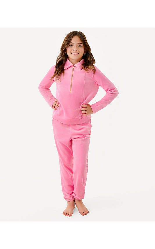 MINI ELENI VELOUR PULLOVER, CONFETTI PINK