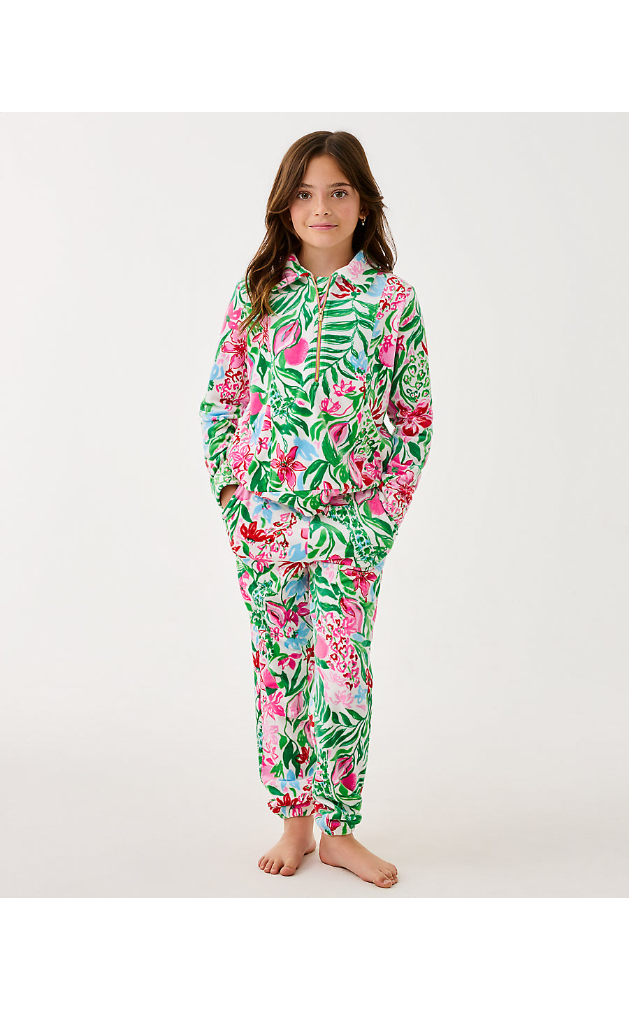 MINI ELENI VELOUR PULLOVER, MULTI GLOWING GARDENS