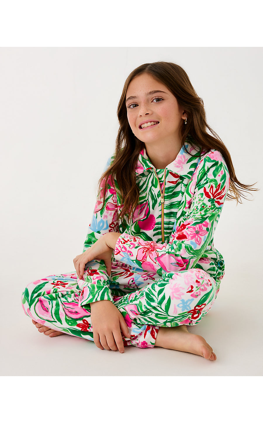 MINI ELENI VELOUR PULLOVER, MULTI GLOWING GARDENS