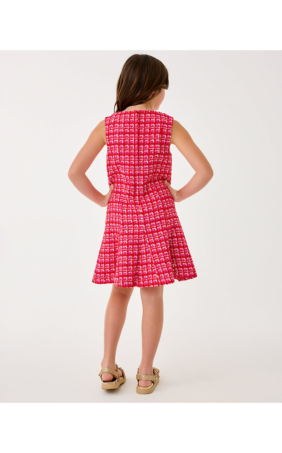 MINI ENYA DRESS, CRANBERRY RED FIESTA BOUCLE