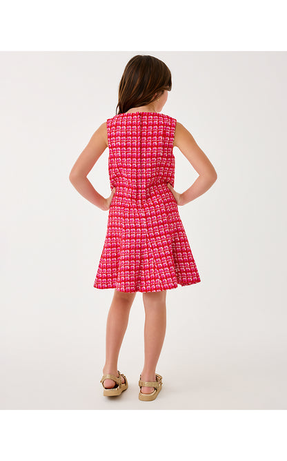 MINI ENYA DRESS, CRANBERRY RED FIESTA BOUCLE