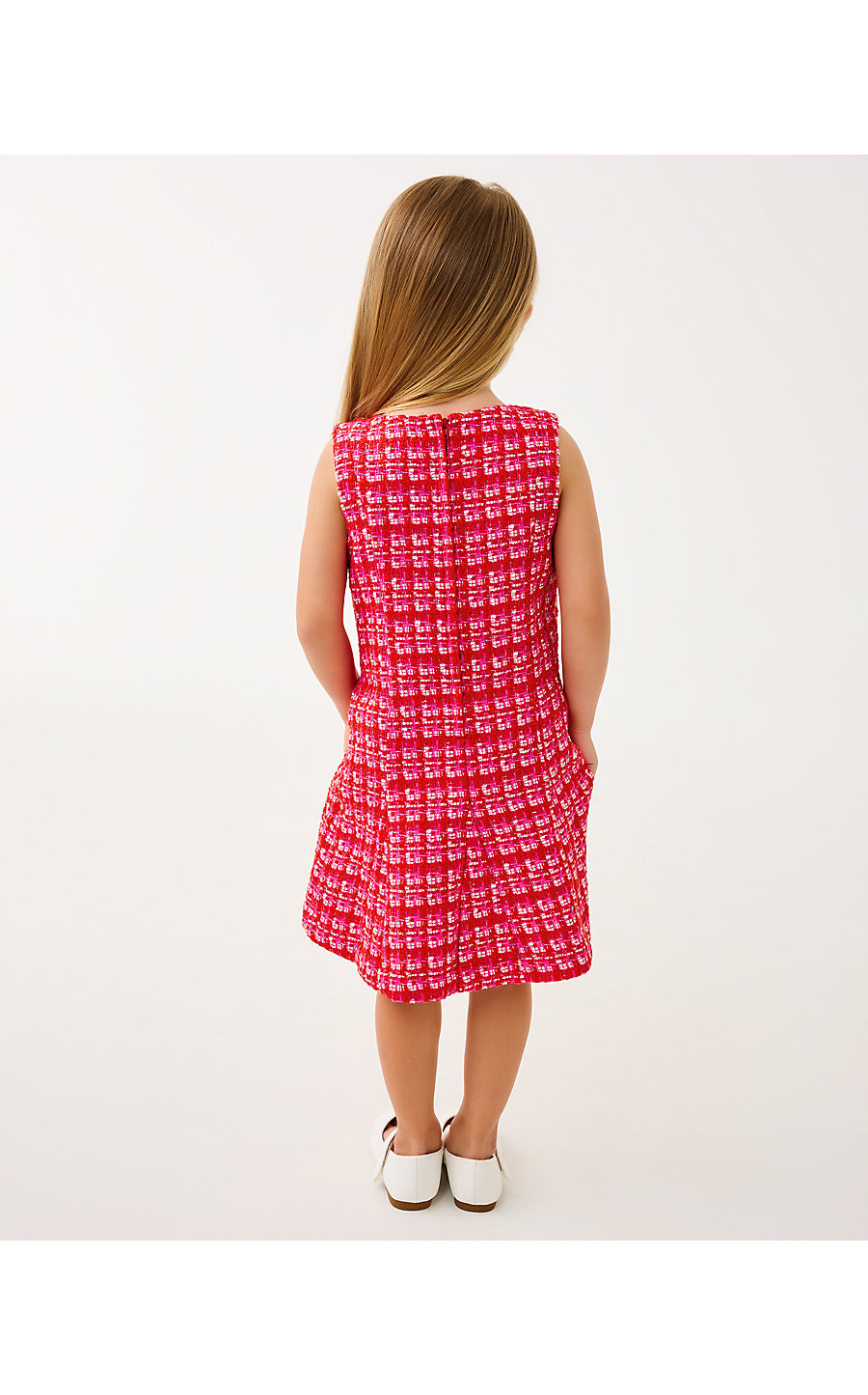 MINI ENYA DRESS, CRANBERRY RED FIESTA BOUCLE