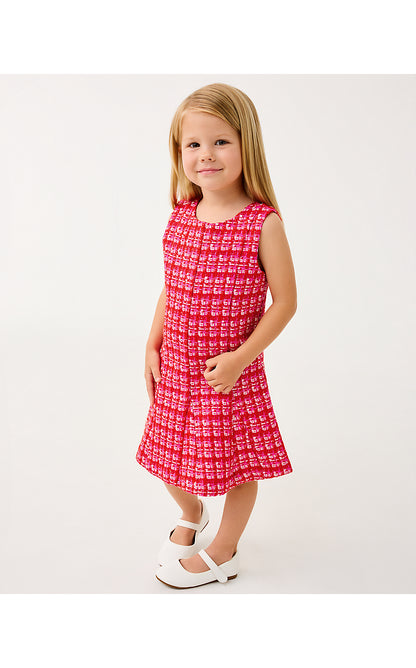 MINI ENYA DRESS, CRANBERRY RED FIESTA BOUCLE