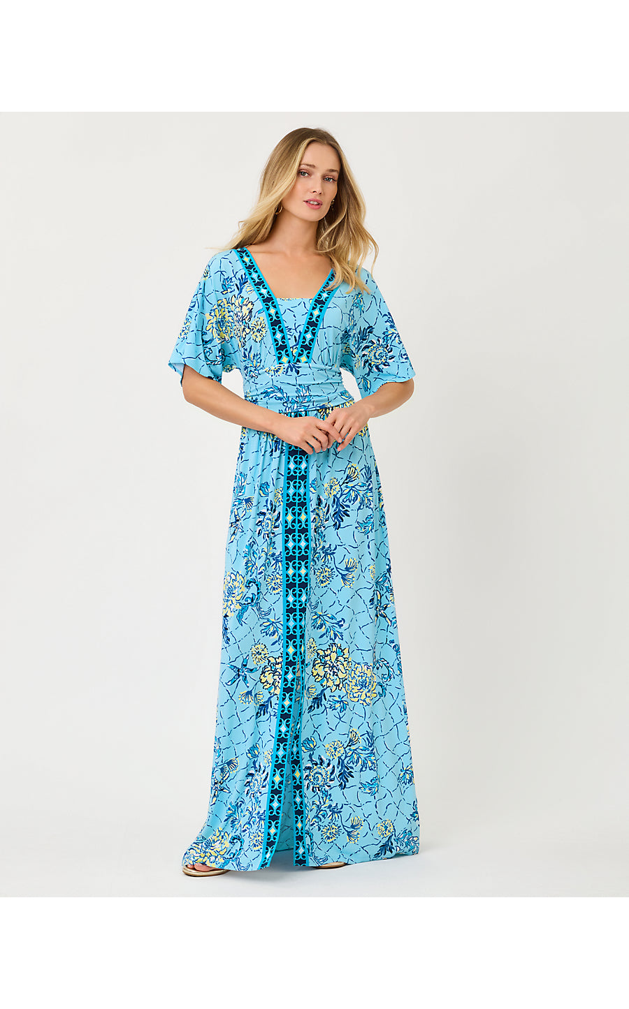 LAURALAI MAXI DRESS, BELLEVUE BLUE BREAKERS BEACH ENGINEERED KNIT MAXI