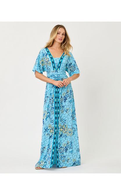 LAURALAI MAXI DRESS, BELLEVUE BLUE BREAKERS BEACH ENGINEERED KNIT MAXI