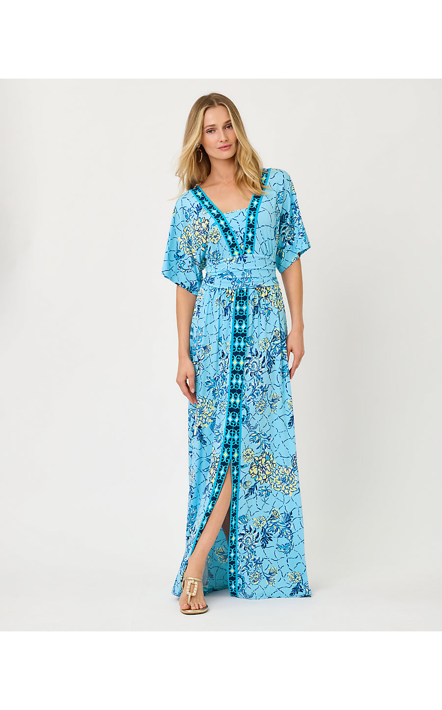 LAURALAI MAXI DRESS, BELLEVUE BLUE BREAKERS BEACH ENGINEERED KNIT MAXI