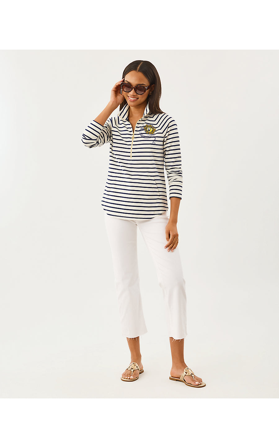 SKIPPER POPOVER, MULTI TROPICAL CHEST EMBELLISHMENT