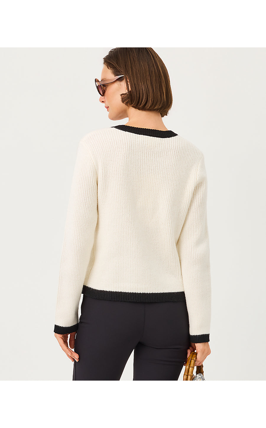 ESMERALDA SWEATER, COCONUT FANCY FLEUR APPLIQUE