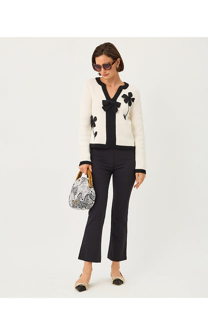 ESMERALDA SWEATER, COCONUT FANCY FLEUR APPLIQUE