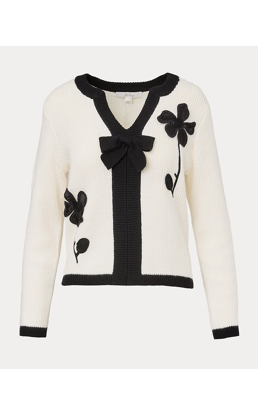 ESMERALDA SWEATER, COCONUT FANCY FLEUR APPLIQUE