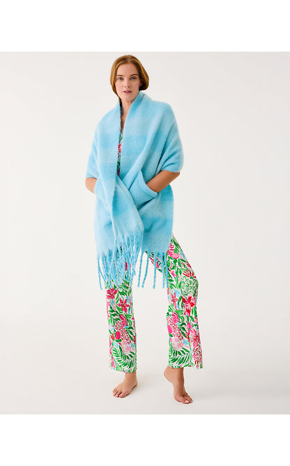 CAMELIA FRINGE WRAP, BELLEVUE BLUE X HYDRA BLUE