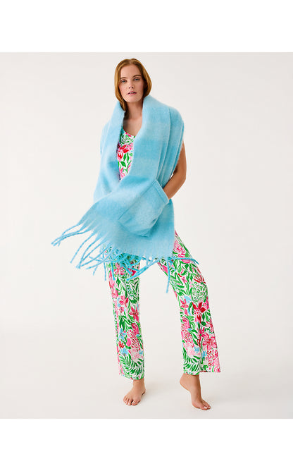 CAMELIA FRINGE WRAP, BELLEVUE BLUE X HYDRA BLUE