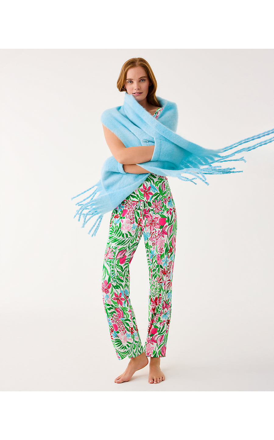 CAMELIA FRINGE WRAP, BELLEVUE BLUE X HYDRA BLUE