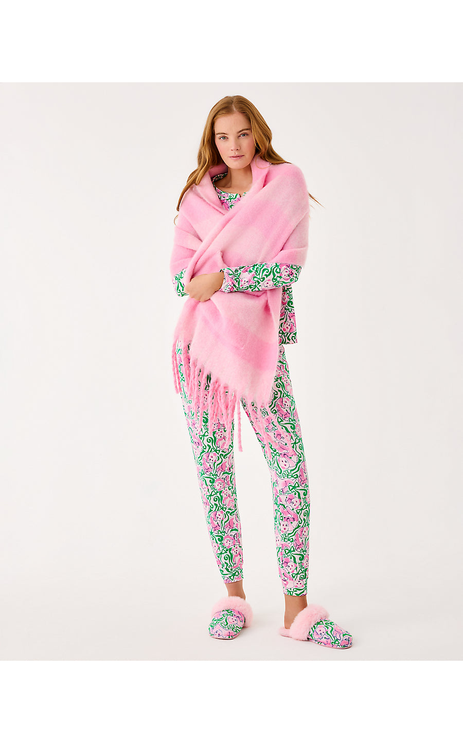 CAMELIA FRINGE WRAP, PINK QUARTZ X CONCH SHELL PINK